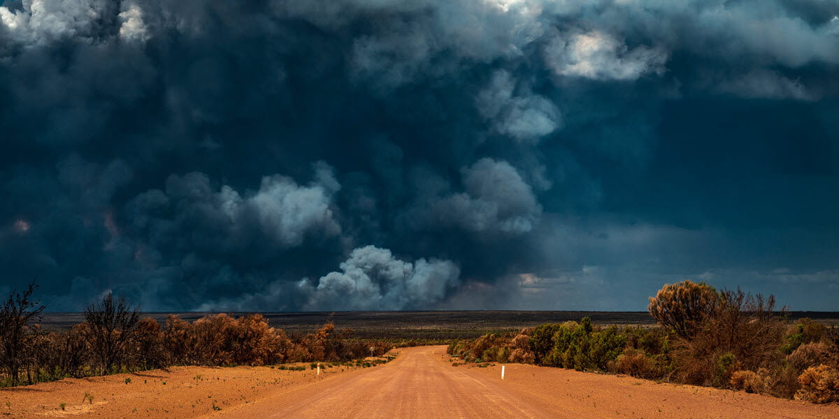 Bushfire Wildfire Smoke in remote area of Forrestania, Mount Holland Western Australia